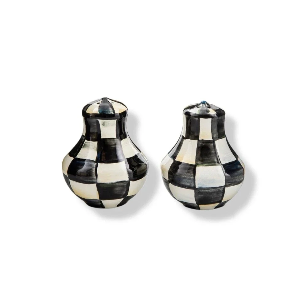 Mackenzie Childs Courtly Check Salt & Pepper Shakers New in Box